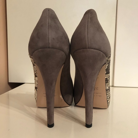 GIANNI MARRA Platform Snakeskin Grey Suede Pump Y2K - Picture 6 of 15
